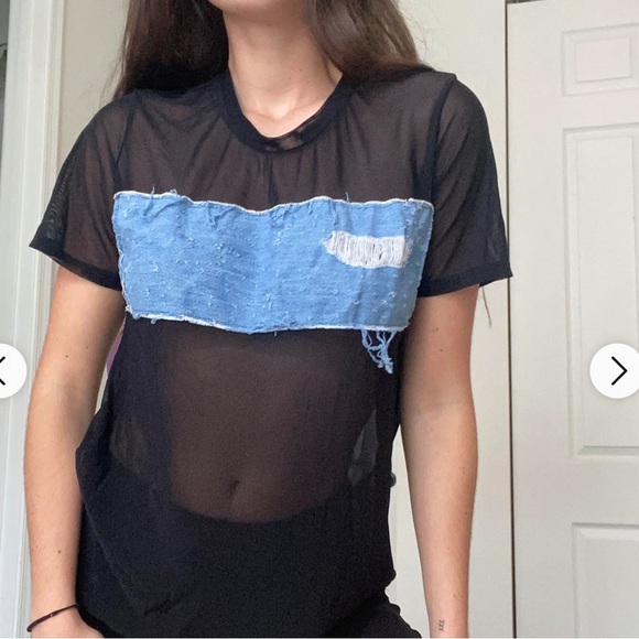 Emma & Sam Mesh Top Size M Black Denim # M20 - Picture 2 of 8
